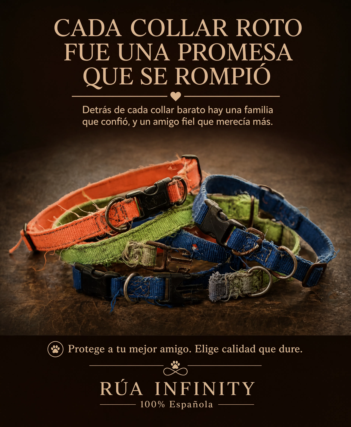 Rúa Infinity Set Collar y Correa para Perros Nylon Premium Talla M/S – Rojo/Azul