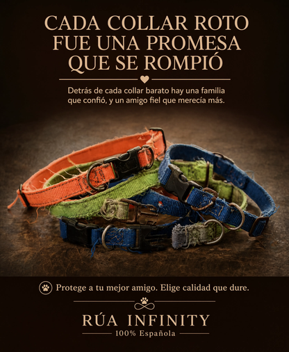 Rúa Infinity Set Collar y Correa para Perros Nylon Premium Talla M/S – Rojo/Azul