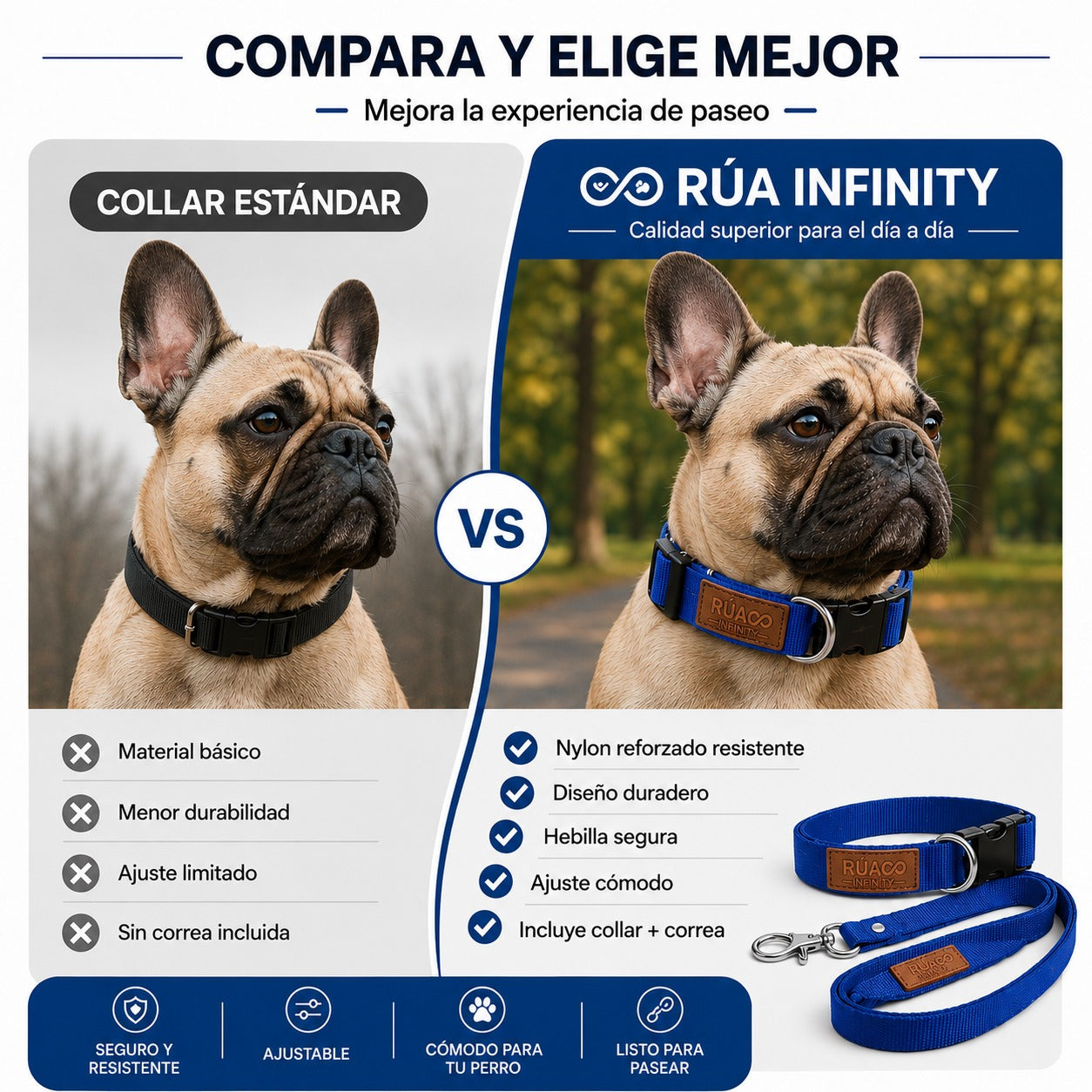 Conjunto Collar+ Correa  perro Nylon