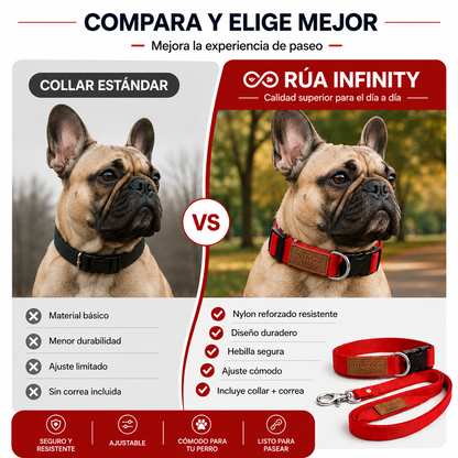 Rúa Infinity Collar Nylon Ligero para Perros Talla M – Rojo